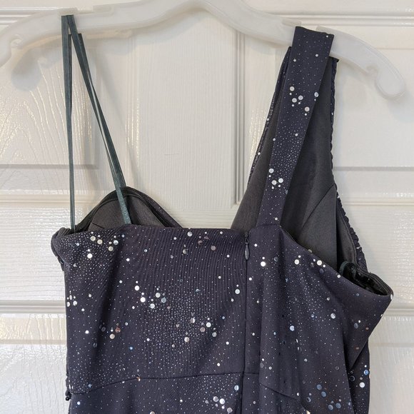 Cachet Gunmetal Floorlength Dress One Shoulder - Picture 6 of 9